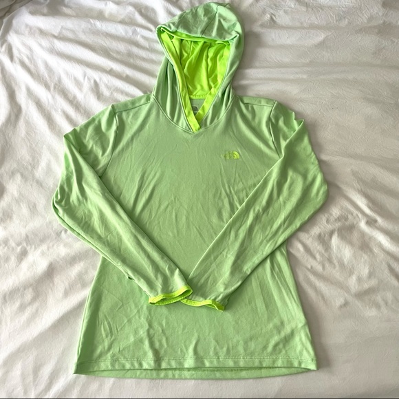 North Face Lightweight Neon Green Hoodie - Picture 1 of 7
